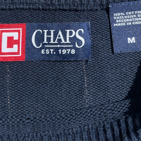 Navy Blue Chaps Crew Neck Knitted Sweater (M) - Picture 8 of 8